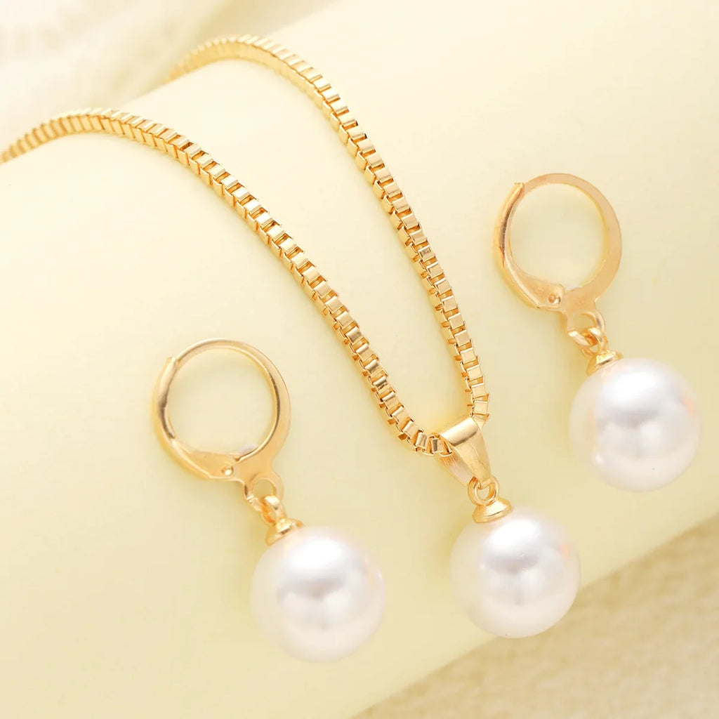 Pearl Pendant Necklace Set for Women - 3 Pcs Rhinestone Earring & Necklace Jewelry Gift Set