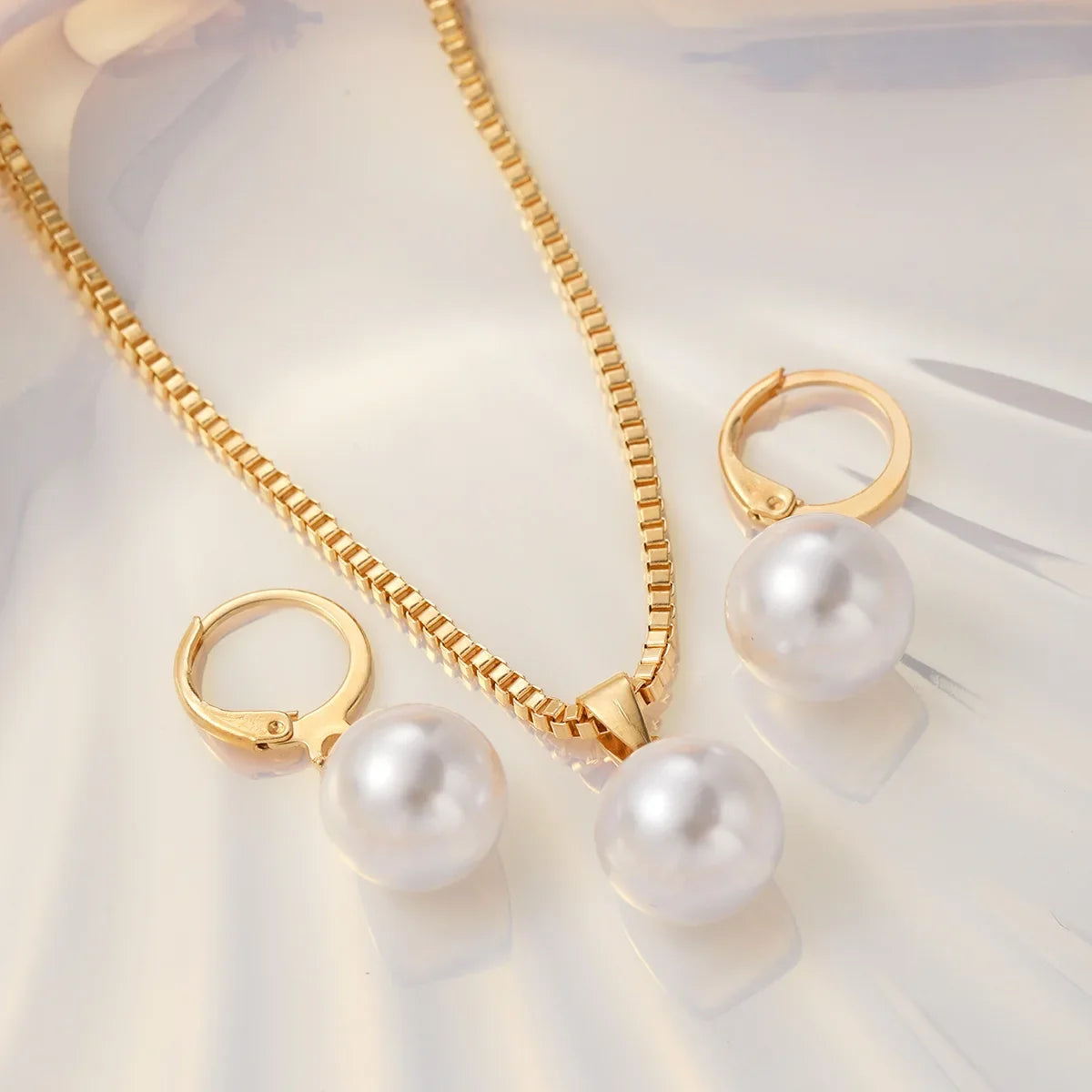Pearl Pendant Necklace Set for Women - 3 Pcs Rhinestone Earring & Necklace Jewelry Gift Set