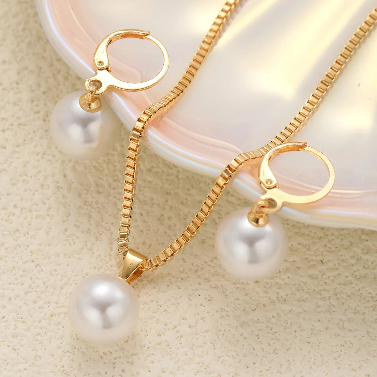 Pearl Pendant Necklace Set for Women - 3 Pcs Rhinestone Earring & Necklace Jewelry Gift Set