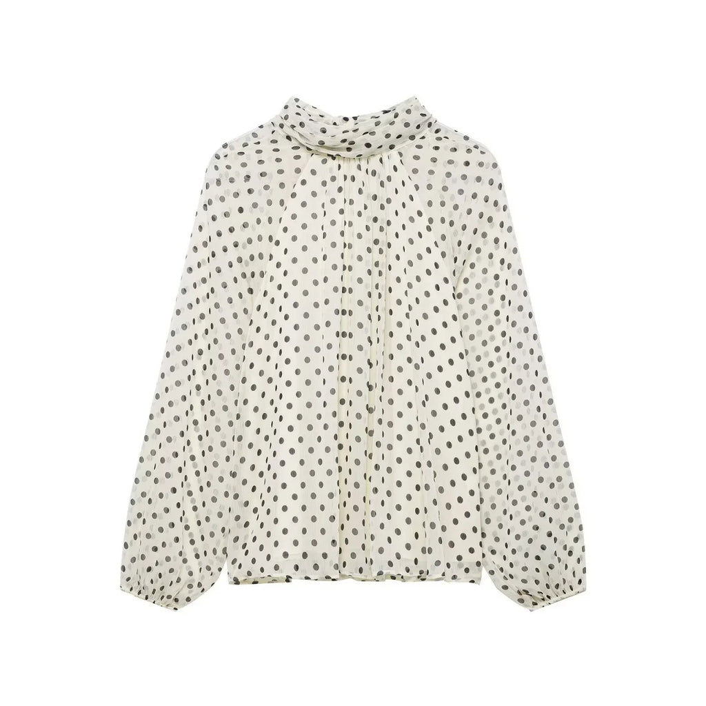 Women S Dots Printed Blouse Shirt Spring Autumn Fashion Long Sleeve