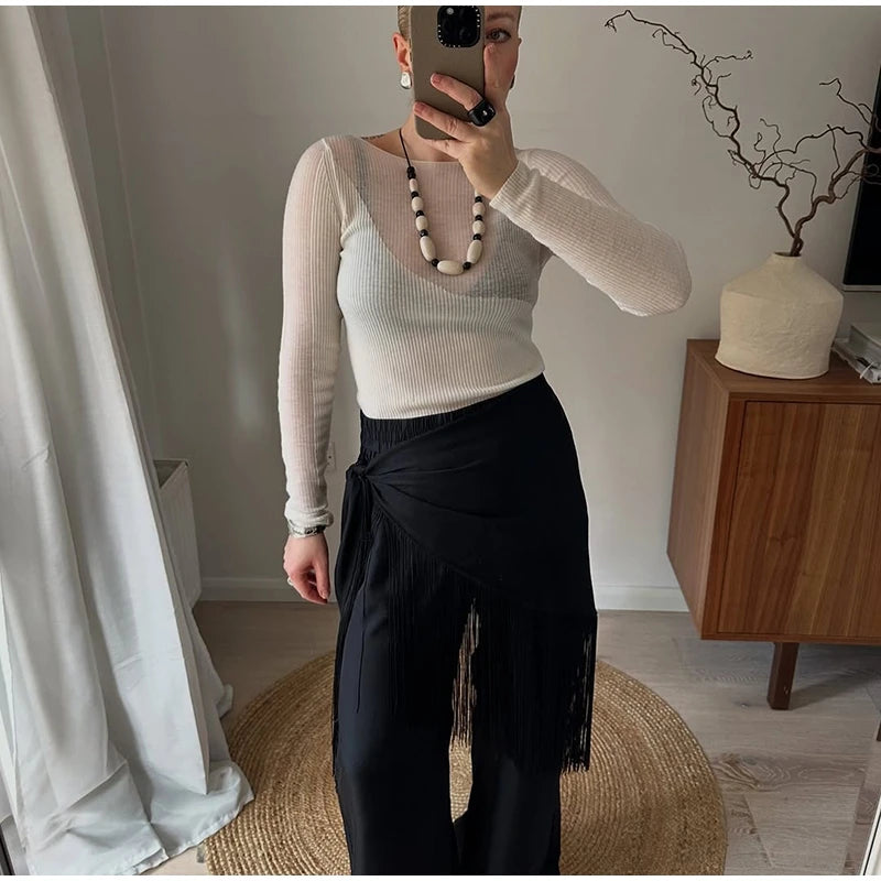 Retro Skirts Women's Floral Pattern Split Irregular High Waist Loose Skirt Fashion Chic 2026 Spring Summer New Date Wear Women