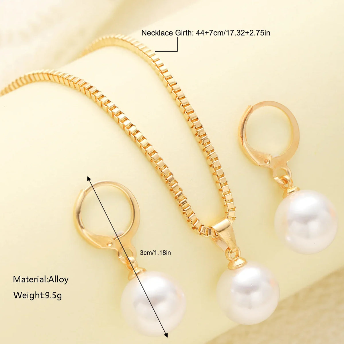 Pearl Pendant Necklace Set for Women - 3 Pcs Rhinestone Earring & Necklace Jewelry Gift Set