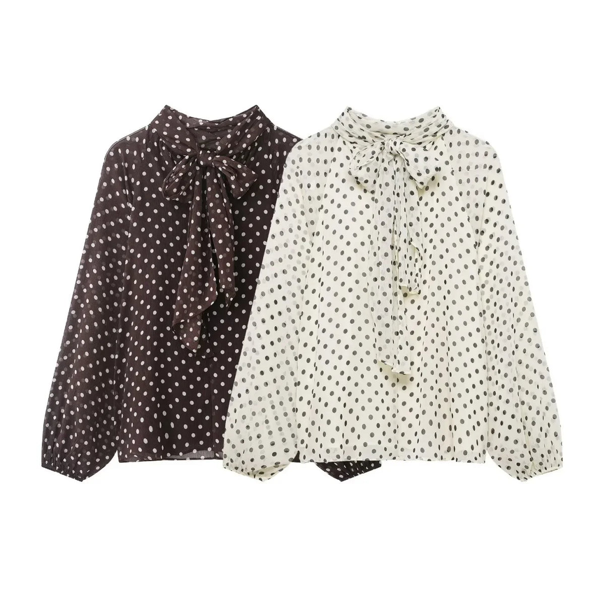 Women S Dots Printed Blouse Shirt Spring Autumn Fashion Long Sleeve